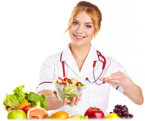 Doctor dietitian recommending healthy food